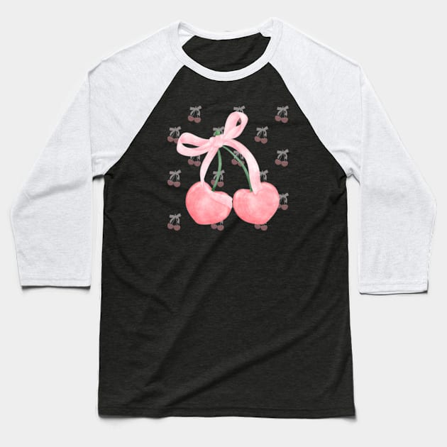 Coquette Cherries Baseball T-Shirt by HoldenFamilyDesigns